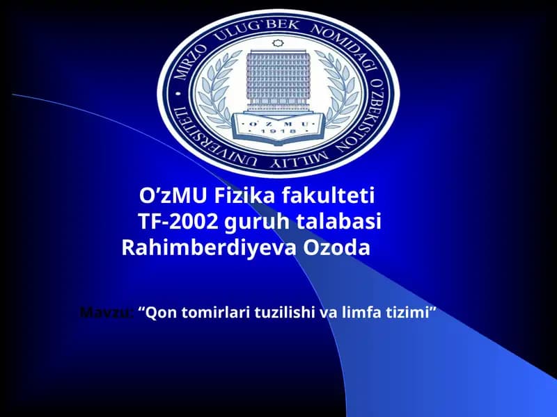 Qon tomirlari tuzilishi va limfa tizimi