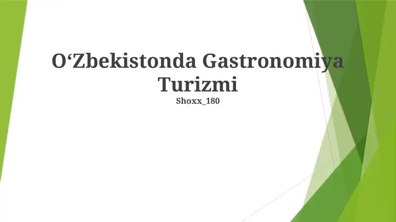 Oʻzbekistonda Gastronomiya Turizmi
