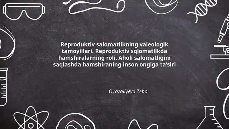 Reproduktiv salomatlikning valeologik tamoyillari