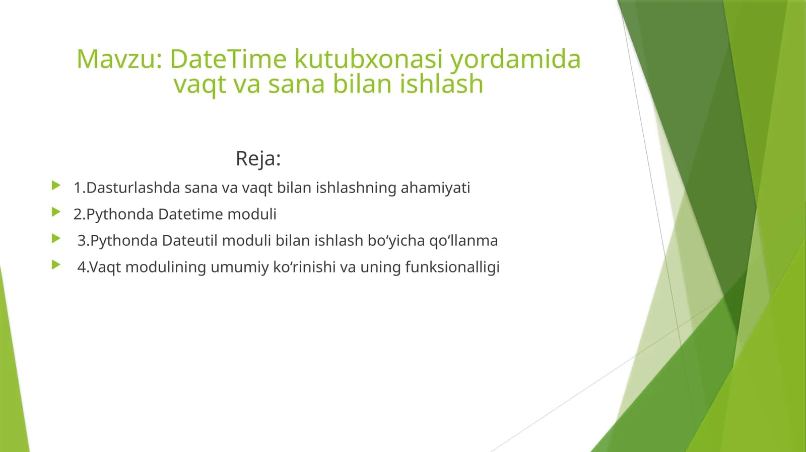 DateTime kutubxonasidagi vaqt bilan ishlash