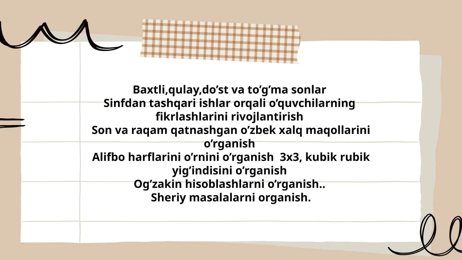 Baxtli,qulay,do’st va to’g’ma sonlar