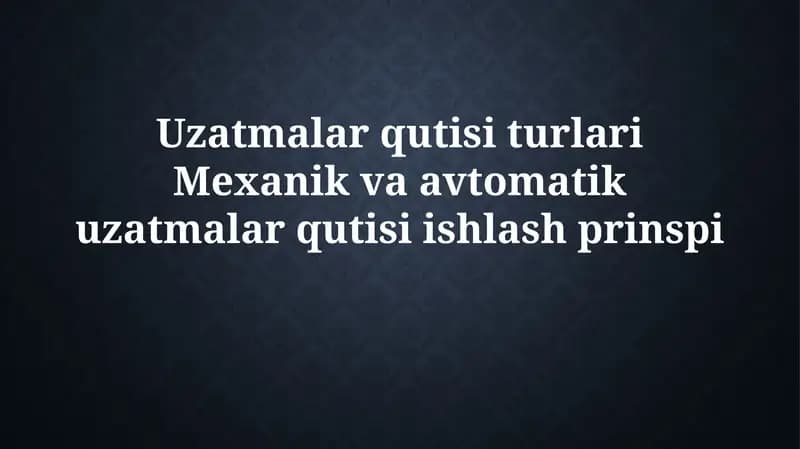 Uzatmalar qutisi: Kirish va vazifasi