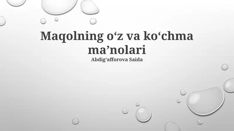 Misollar: majoziy ma'no