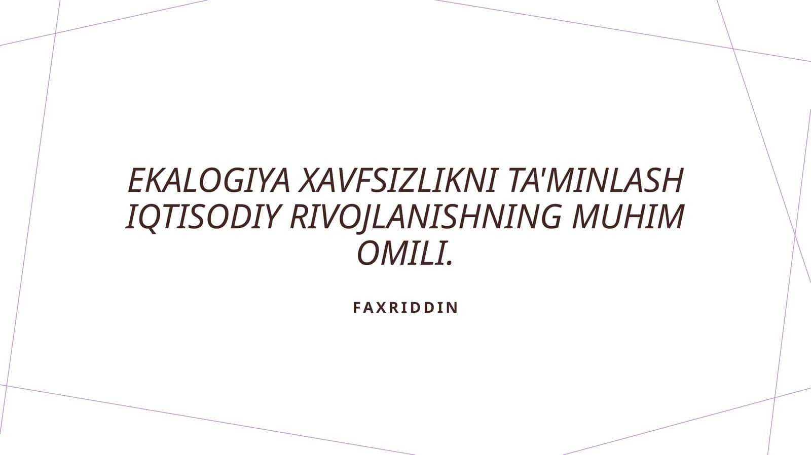 Ekologik xavfsizlik va iqtisodiy rivojlanish