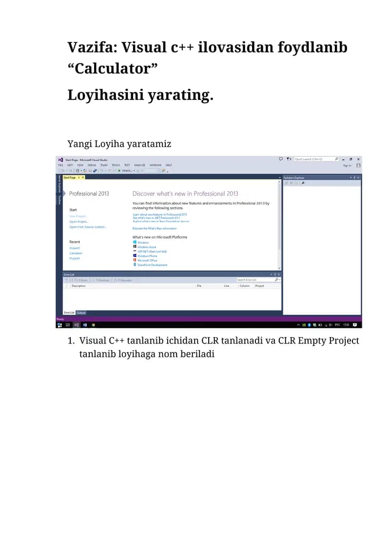 Visual C++ ilovasidan foydlanib “Calculator”