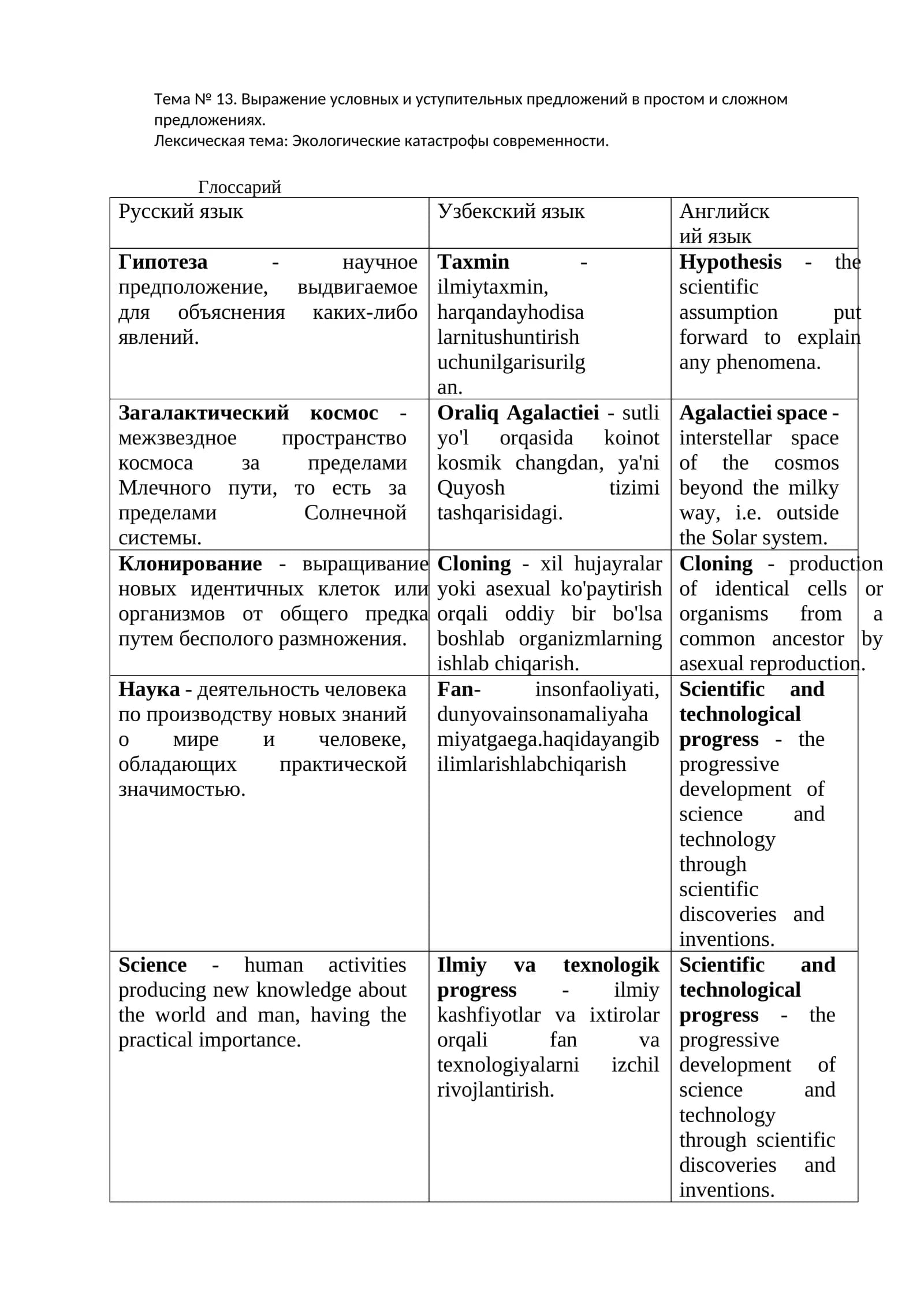Тема № 13. Выражение условных и уступительных предложений в простом и сложном предложениях