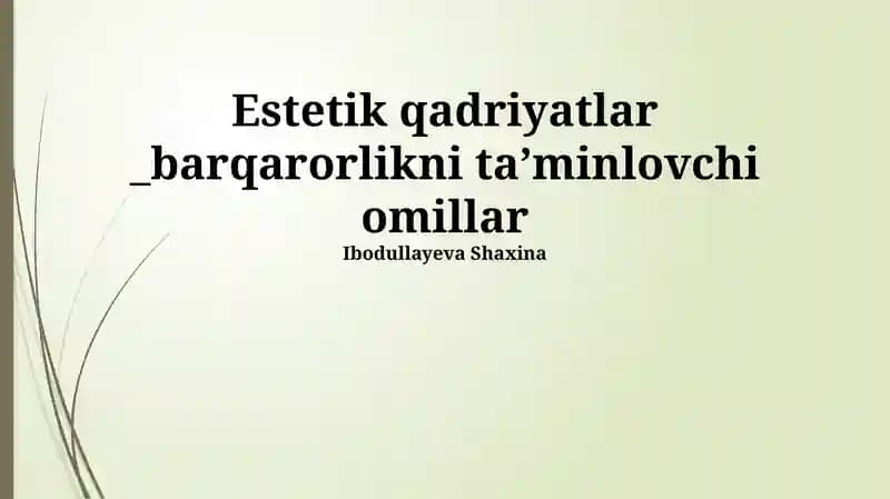 Estetik Idrok va Psixologik Barqarorlik