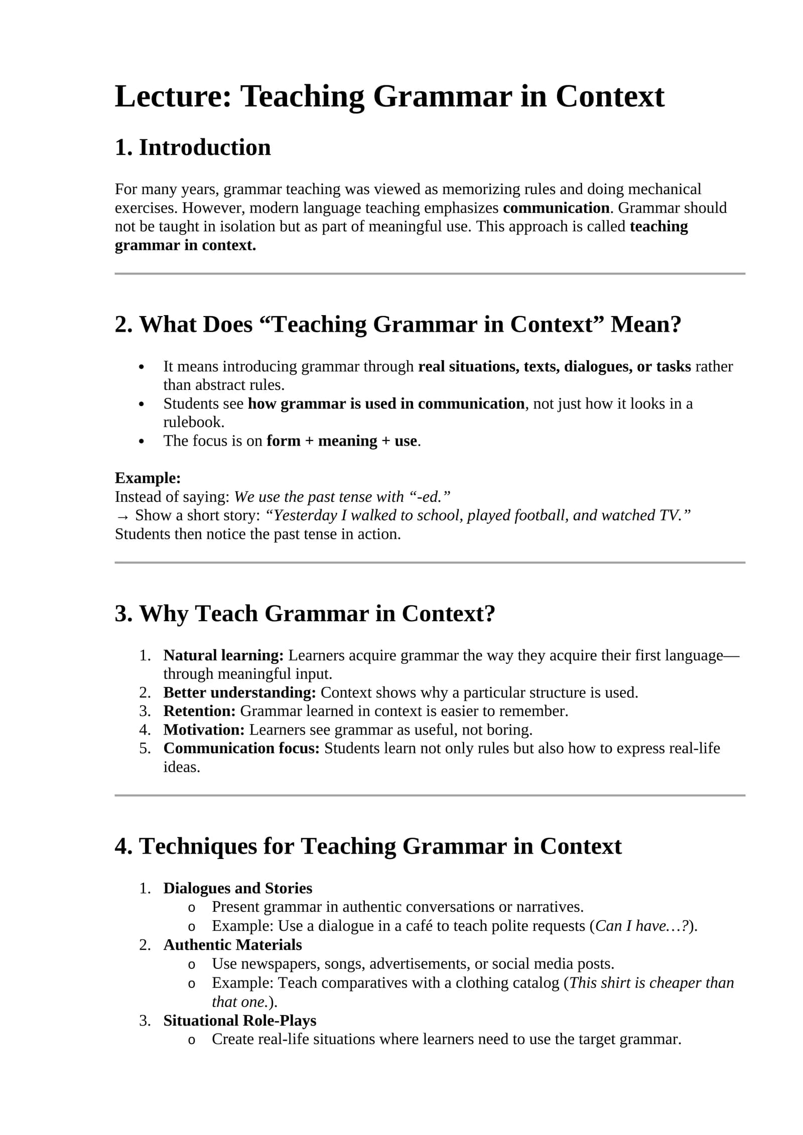 Teaching Grammar in Context
