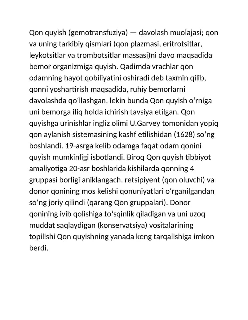 Qon quyish (gemotransfuziya)