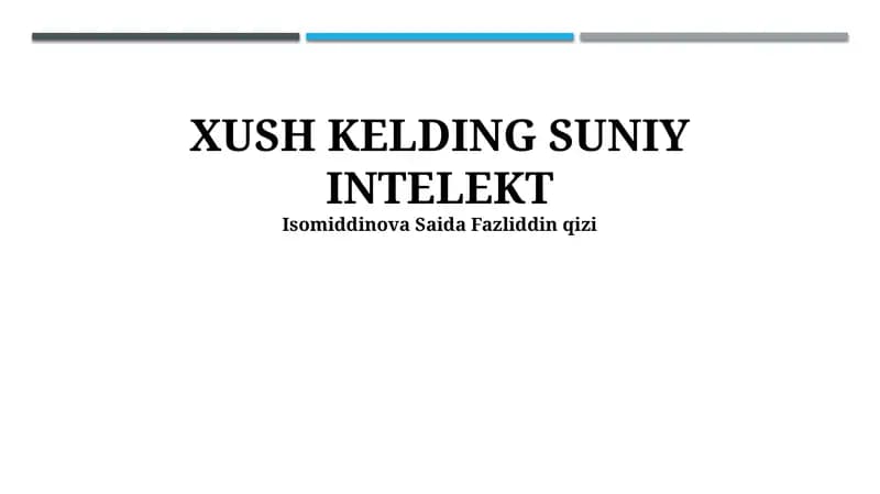 Sun'iy Intellektning rivojlanishi tarixi