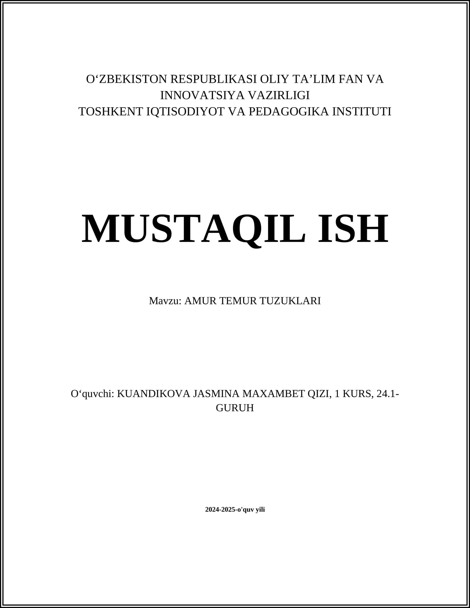 AMIR TEMUR TUZUKLARI