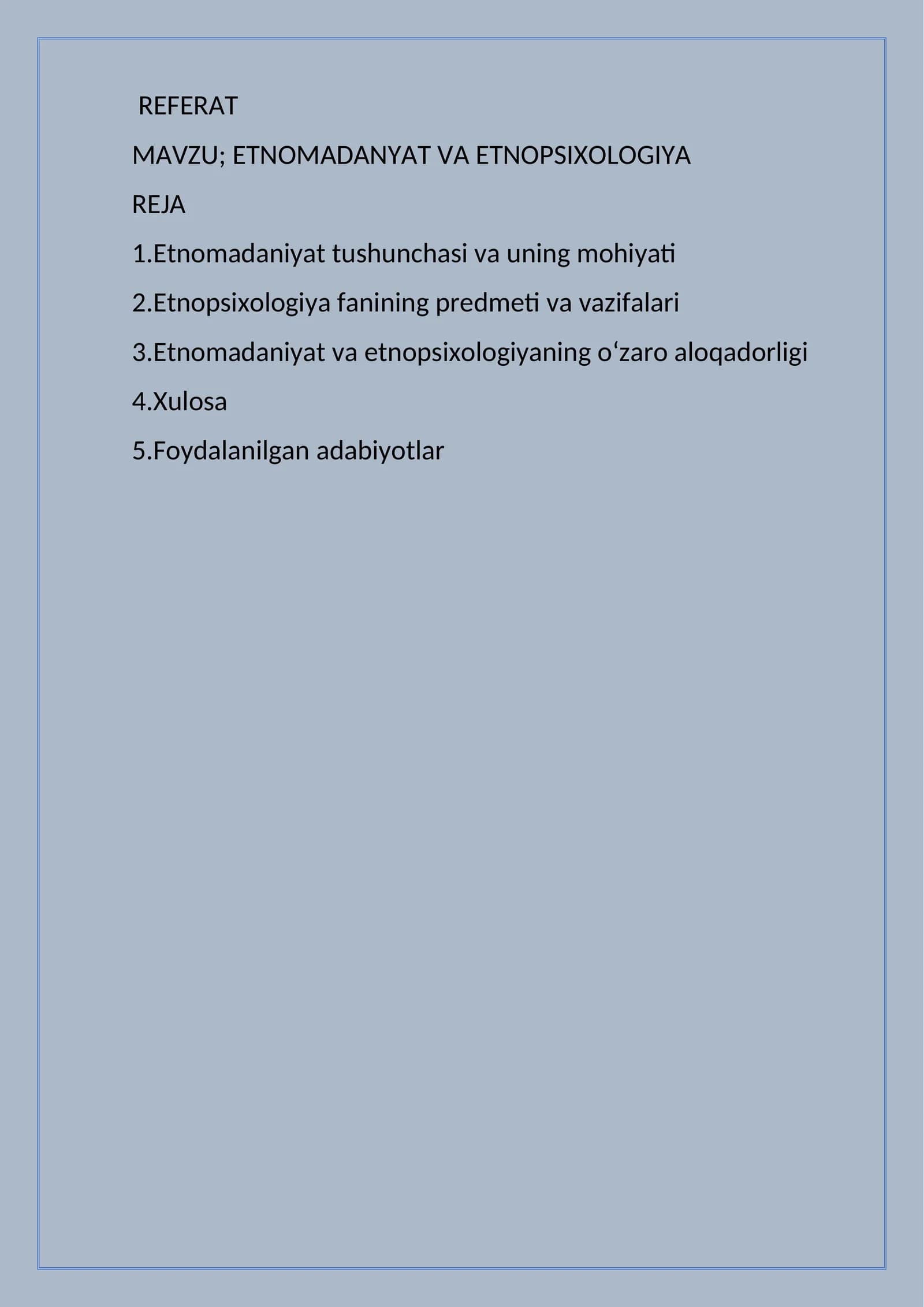 etnomadanyat va etnopsixalogiya