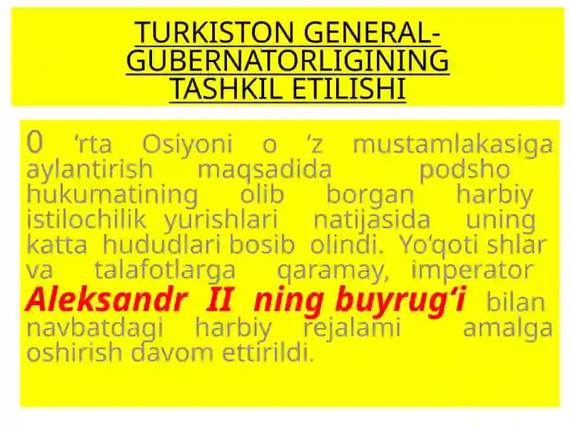 TURKISTON GENERAL-GUBERNATORLIGINING TASHKIL ETILISHI