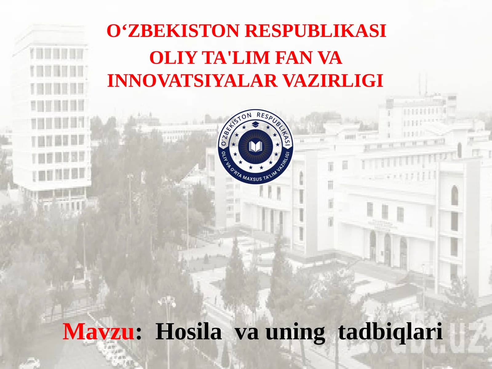 Hosilava uning tadbiqlari