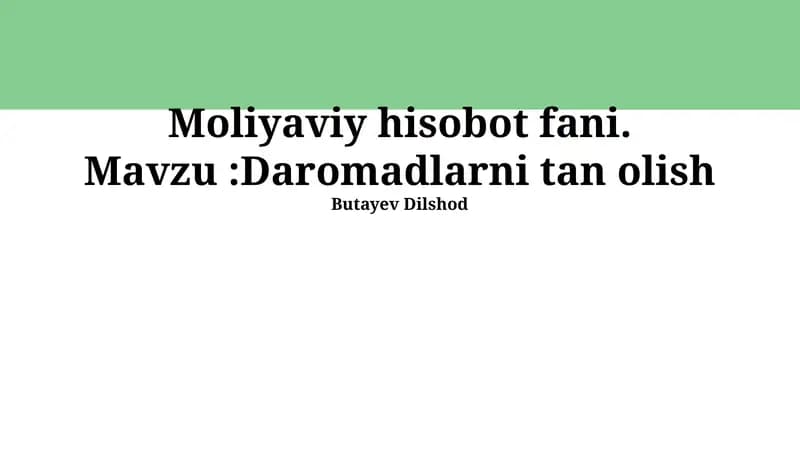 Daromadlarni tan olish