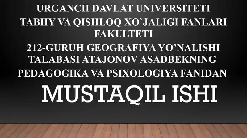 O'quv jarayonini tashkil etishda zamonaviy pedagogik texnologiya