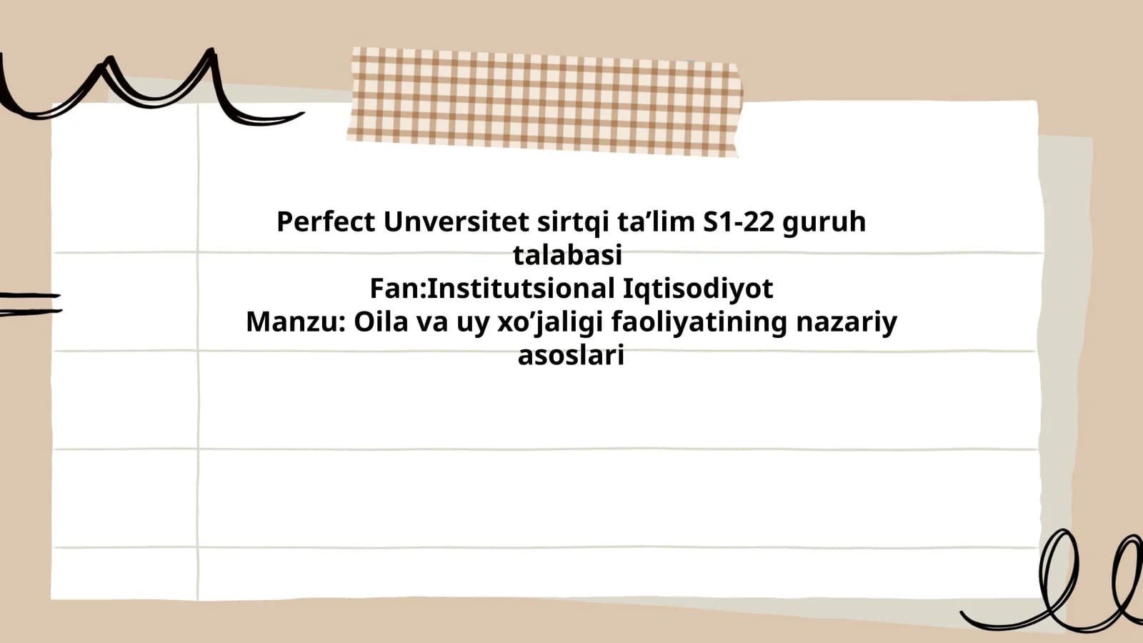 Perfect Unversitet sirtqi ta’lim S1-22 guruh talabasi
