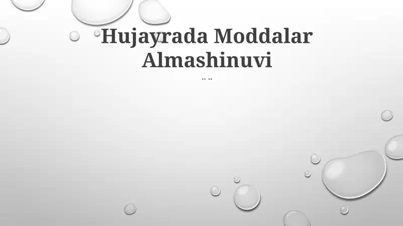 Hujayrada Moddalar Almashinuvi