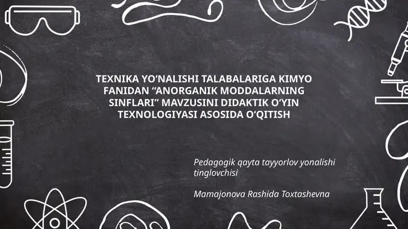 ANORGANIK MODDALARNING SINFLARI