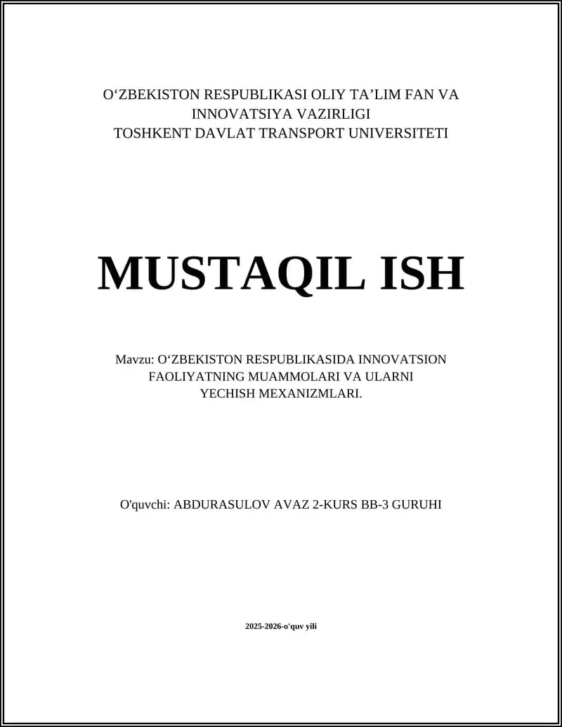 Innovatsion faoliyatning muammolari va yechish mexanizmlari