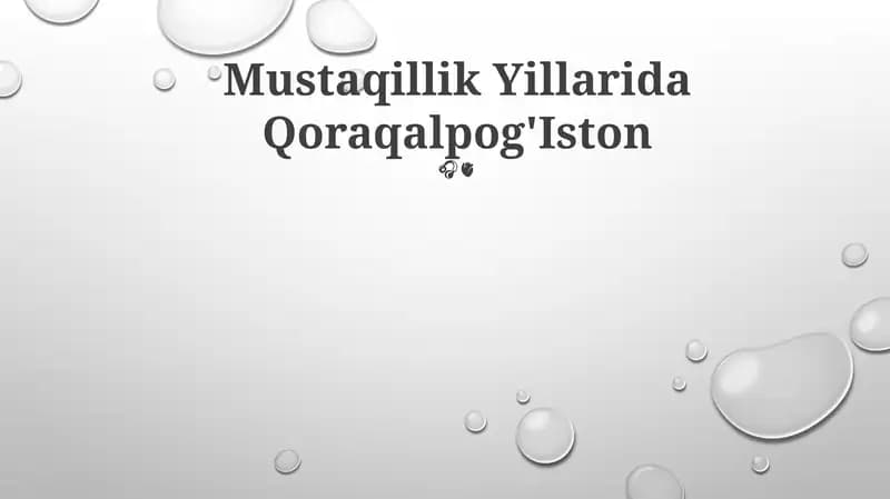 Mustaqillik Yillarida Qoraqalpog'Iston