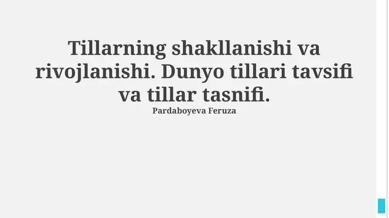 Tilning paydo bo'lishi va rivojlanishi