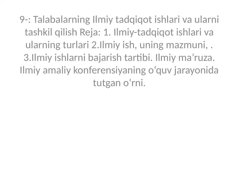 Ilmiy tadqiqot ishlari va ularni tashkil qilish