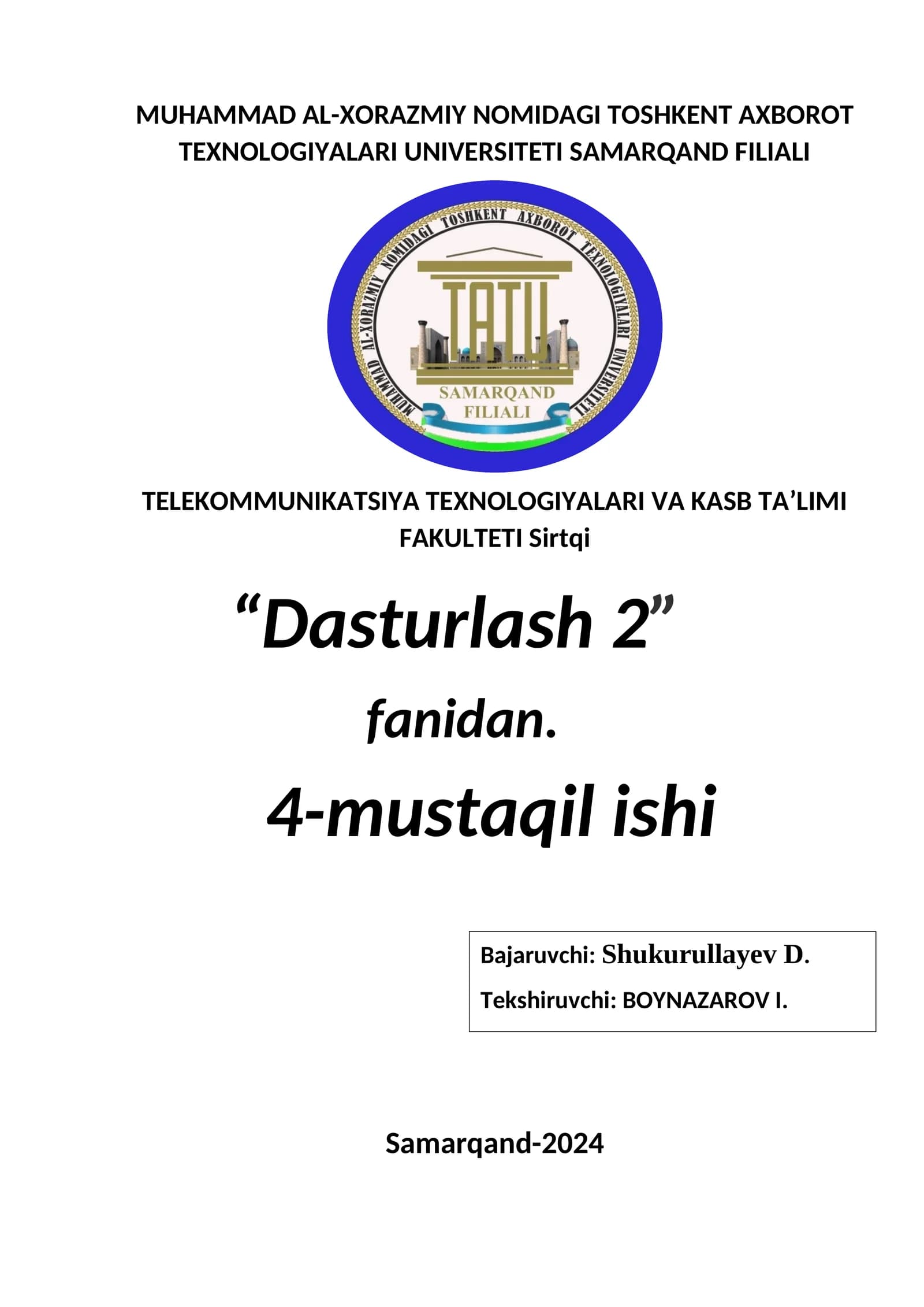 Dasturlash 2