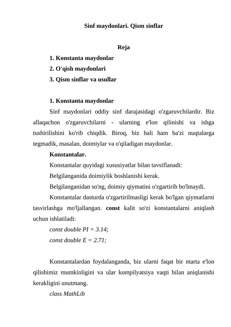 Konstanta maydonlar
