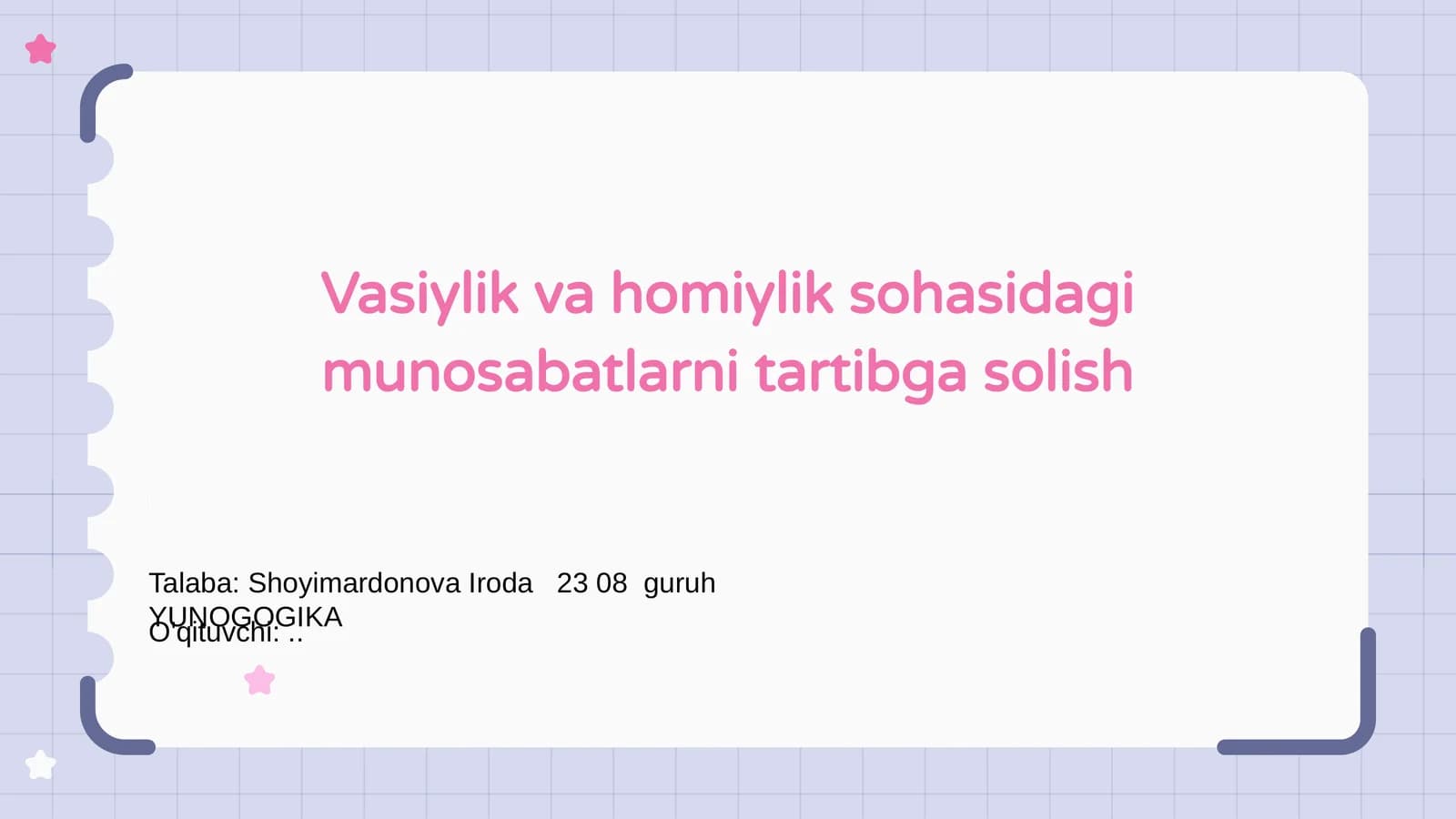 Vasiylik va homiylik sohasidagi munosabatlarni tartibga solish