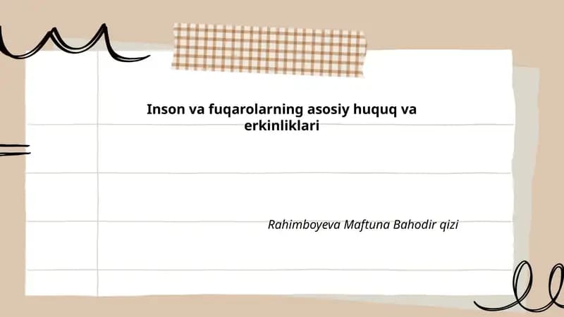 Inson va fuqarolarning asosiy huquq va erkinliklari