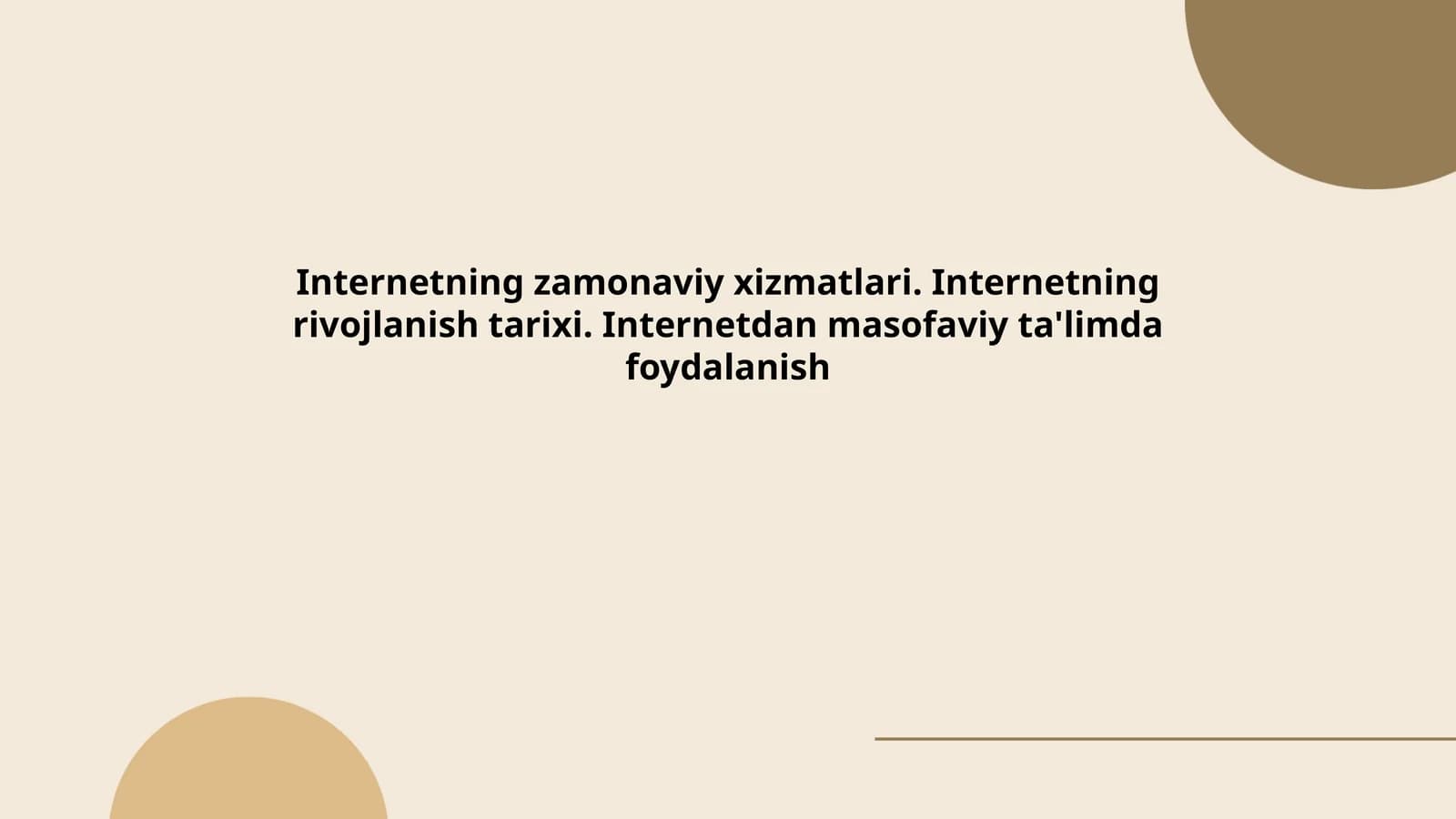 Internetning zamonaviy xizmatlari