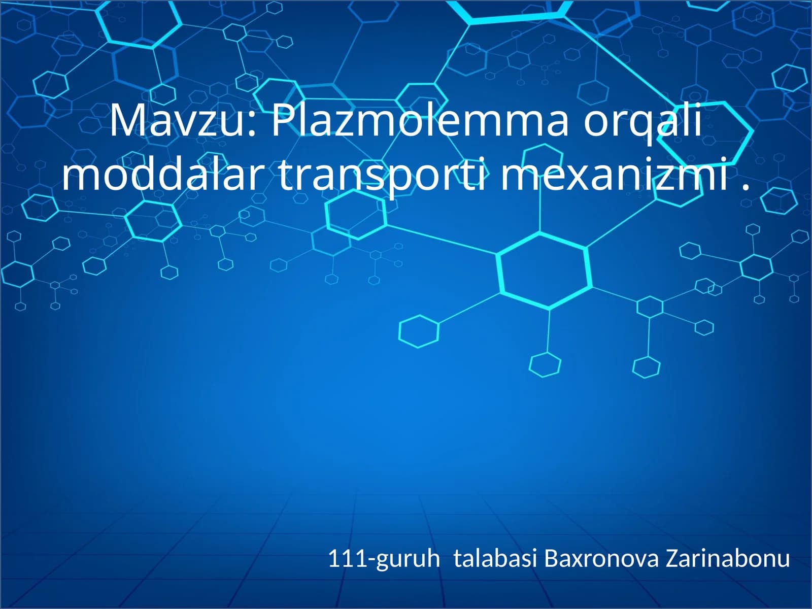 Plazmollema orqali moddalar transporti mexanizmi