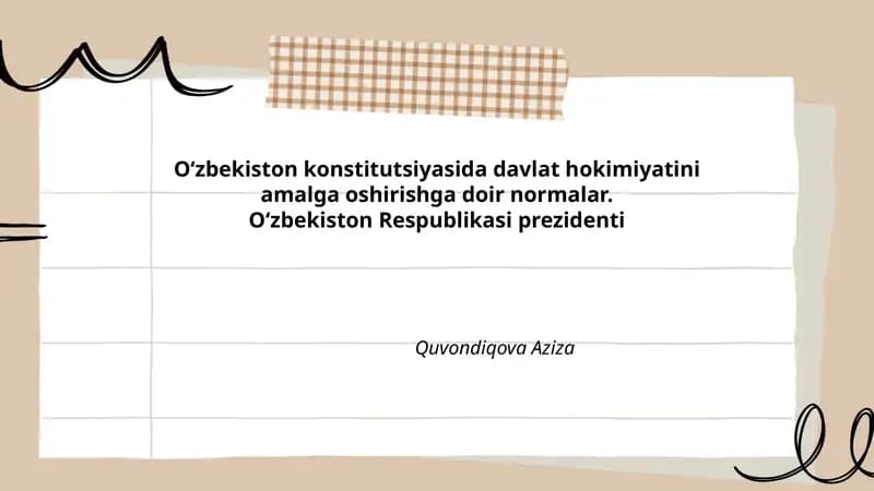 Oʻzbekiston Konstitutsiyasida Davlat Hokimiyatini Amalga Oshirishga Doir Norma