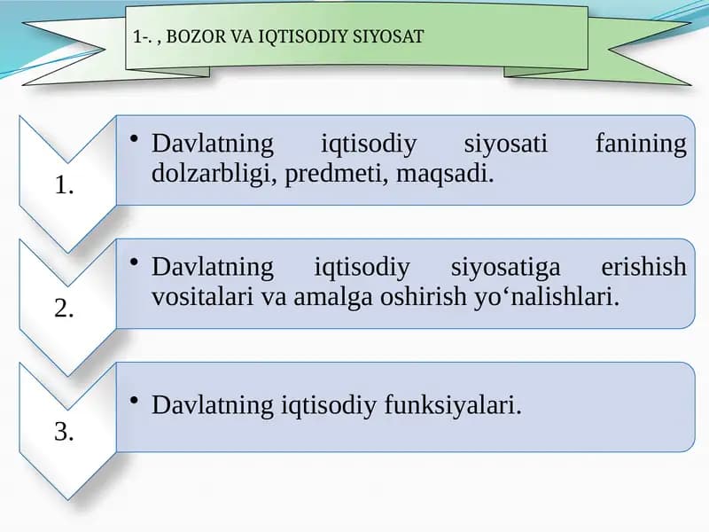 Bozor va iqtisodiy siyosat