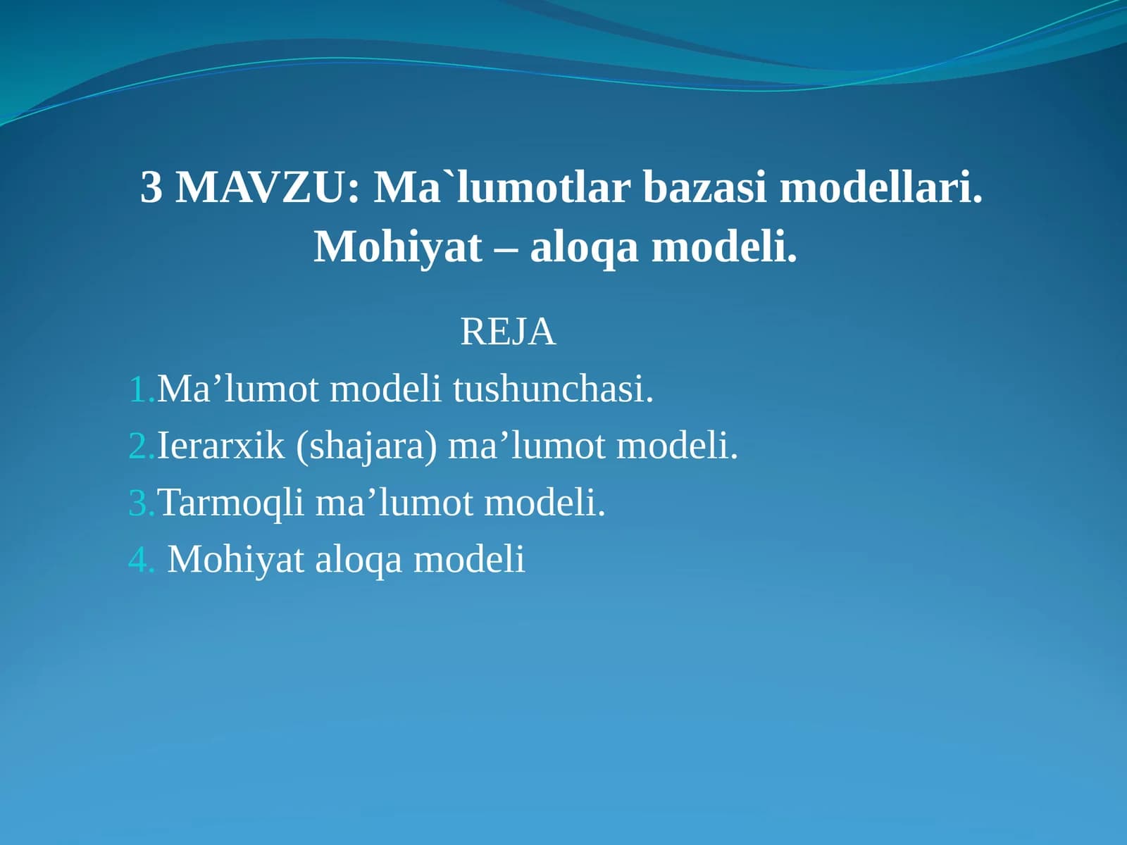 Ma`lumotlarbazasimodellari