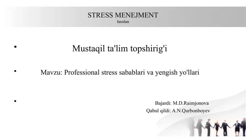 KASBIY STRESS NIMA?