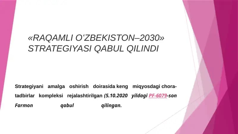RAQAMLIOʻZBEKISTON–2030» STRATEGIYASI QABUL QILINDI