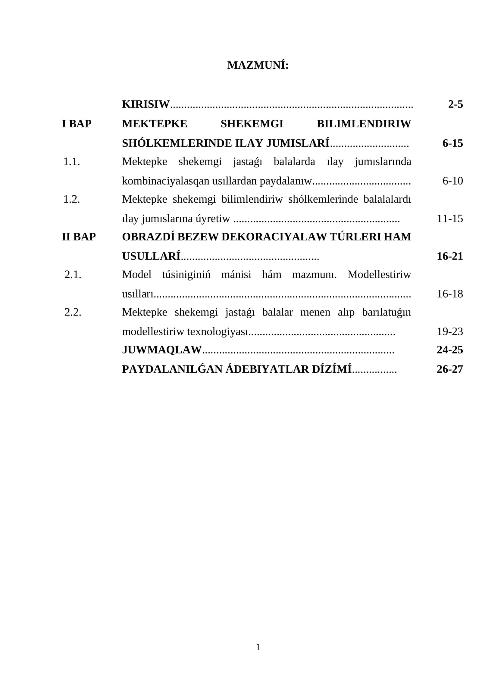 MEKTEPKE SHEKEMGI BILIMLENDIRIW SHÓLKEMLERINDE ILAY JUMISLARÍ
