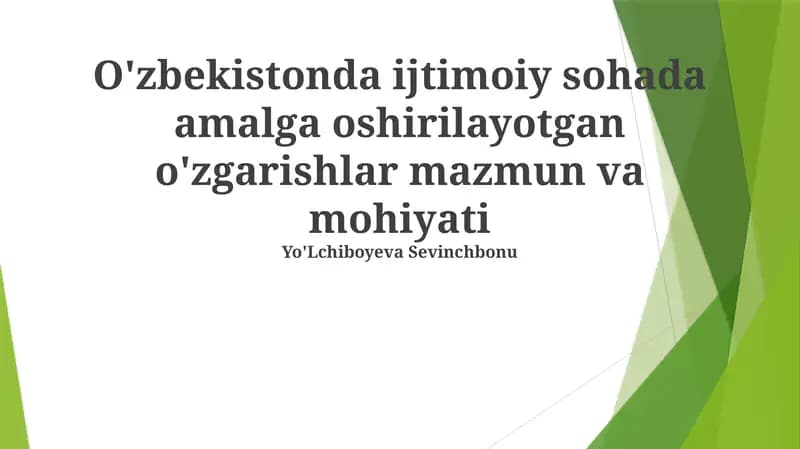 Asosiy Ijtimoiy Islohotlar va Ularning Ta'siri
