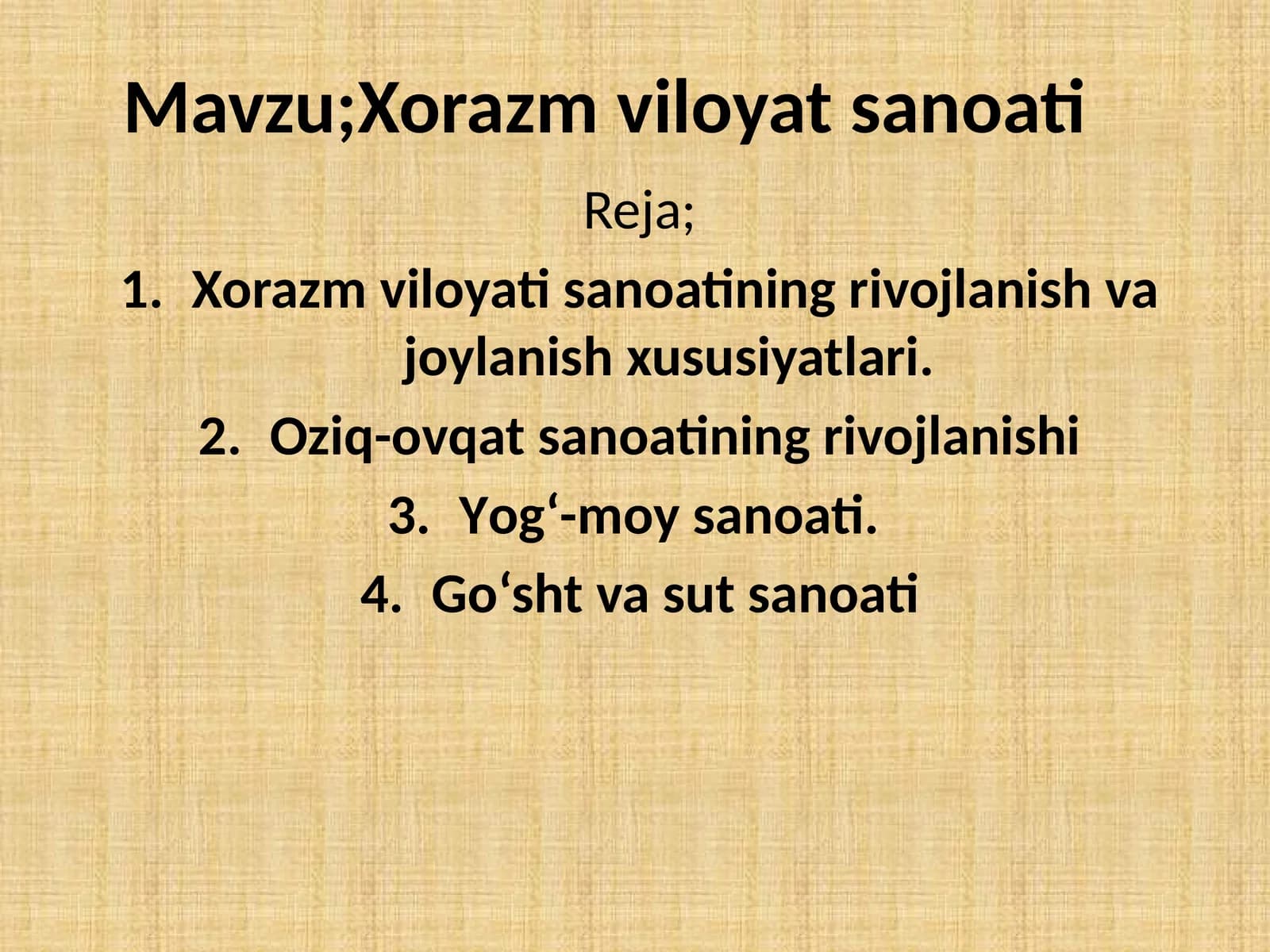 Xorazm viloyati sanoati
