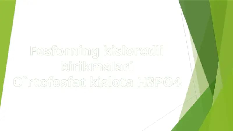 Fosforning kislorodli birikmalari