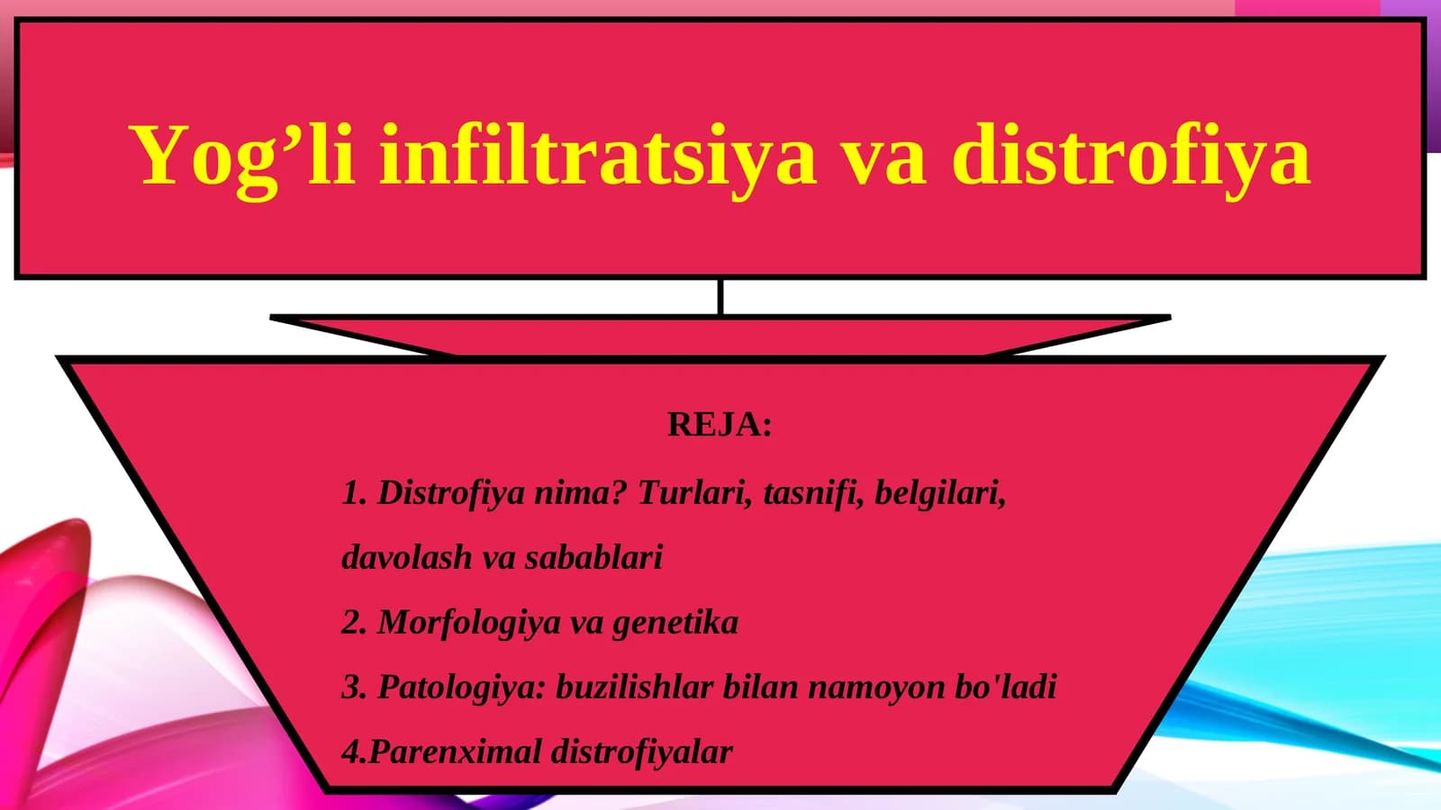 Yog’li infiltratsiya va distrofiya