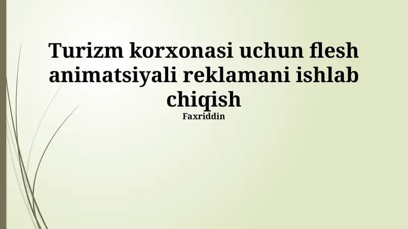 Reklama Uchun Flash Animatsiyani Ishlab Chiqish