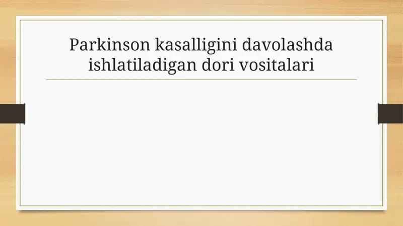 Parkinson kasalligining davolash usullari