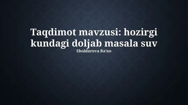 Suv tanqisligi: Global muammo