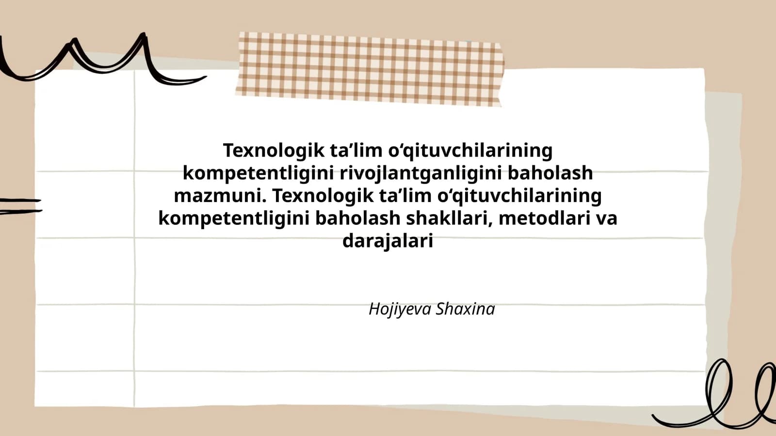 Texnologik ta’lim o‘qituvchilarining kompetentligini baholash
