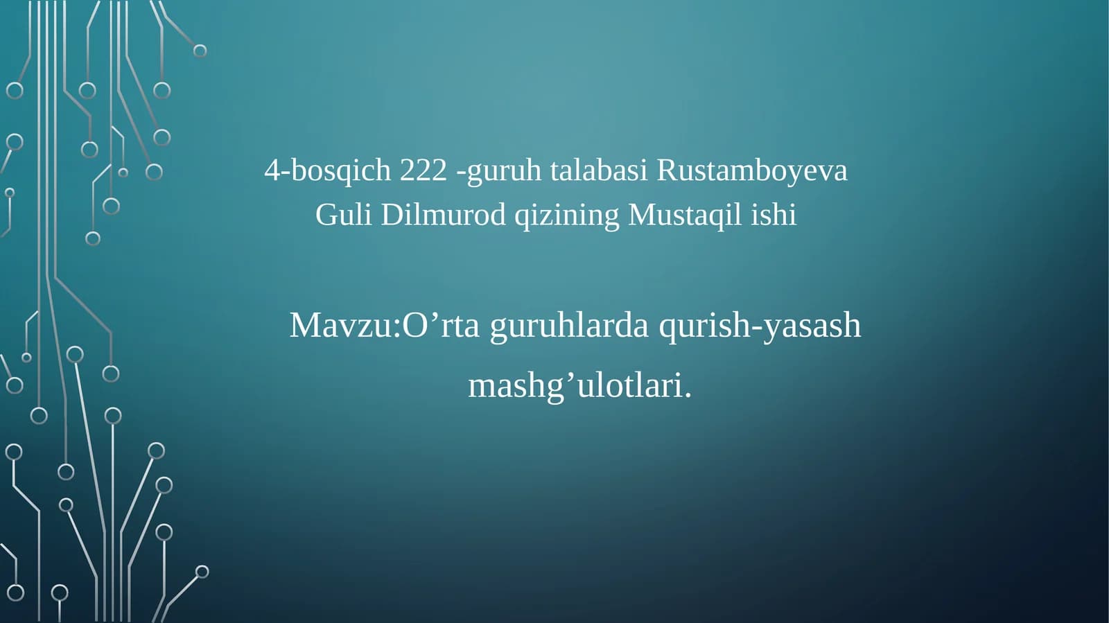 O’rta guruhlarda qurish-yasash mashg’ulotlari