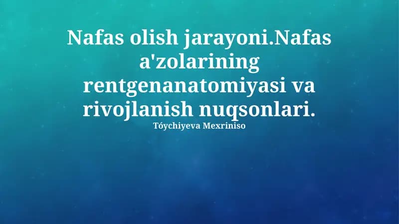Nafas olish jarayoni