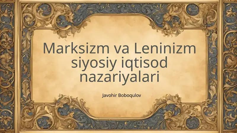 Marksizm va Leninizm iqtisodiy ta'limoti